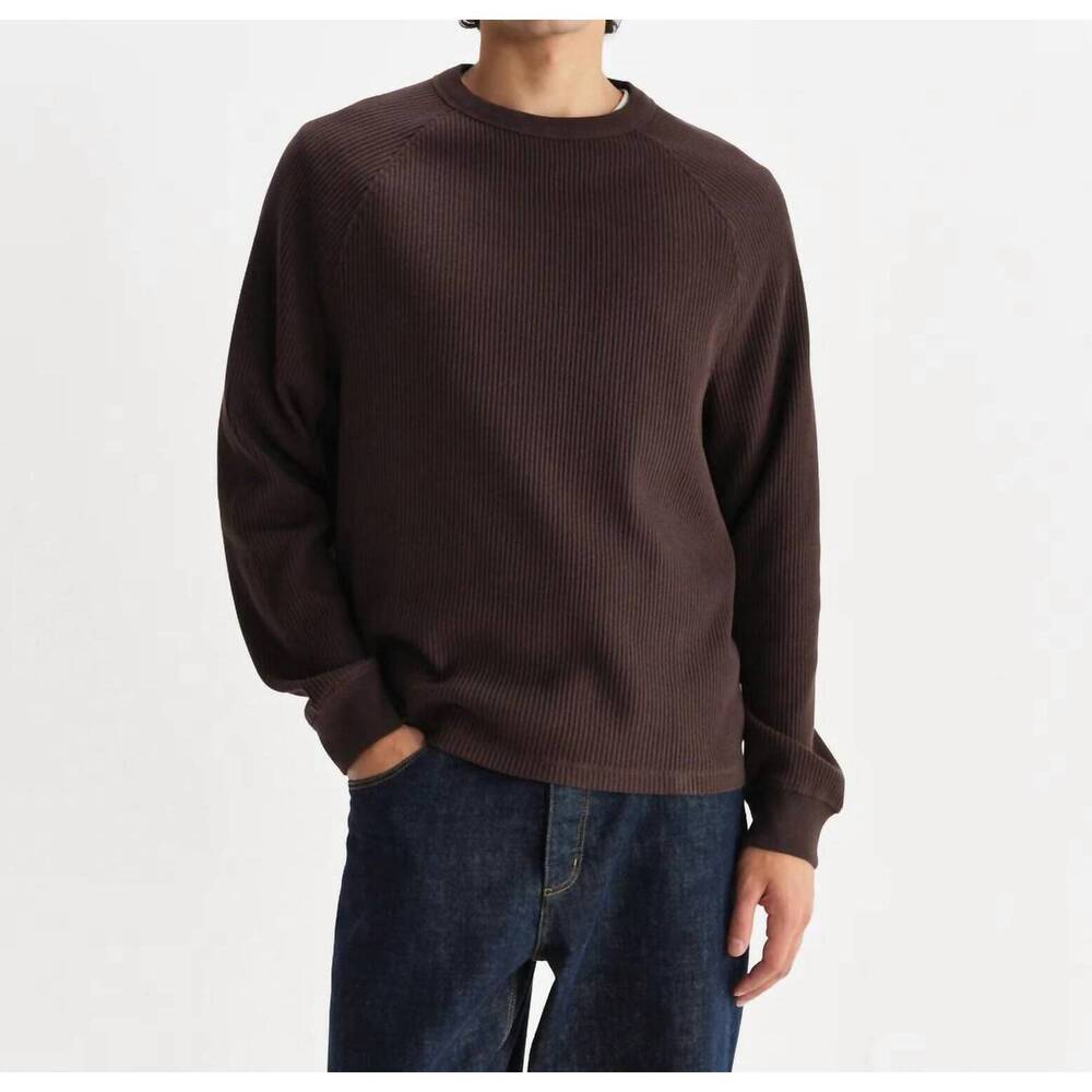 NEW WAX LONDON riley crew sweater in dark brown